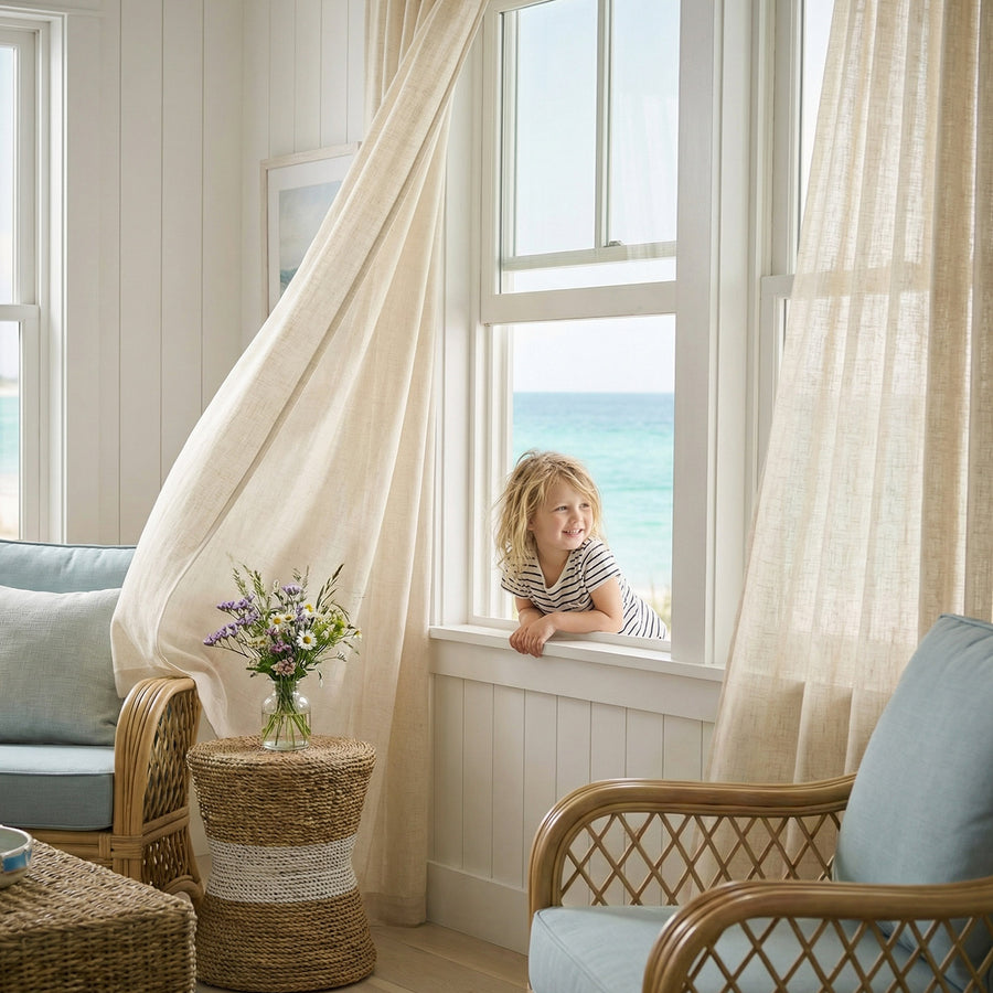 Pinch Pleat Linen Blend Curtains - Jinchan Home
