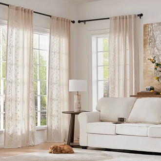 
                    
                      Hydrangea Embroidered Linen Curtains - Jinchan Home
                    
                  