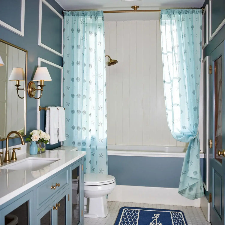 Starfish & Seashell Coastal Sheer Curtains - Jinchan Home