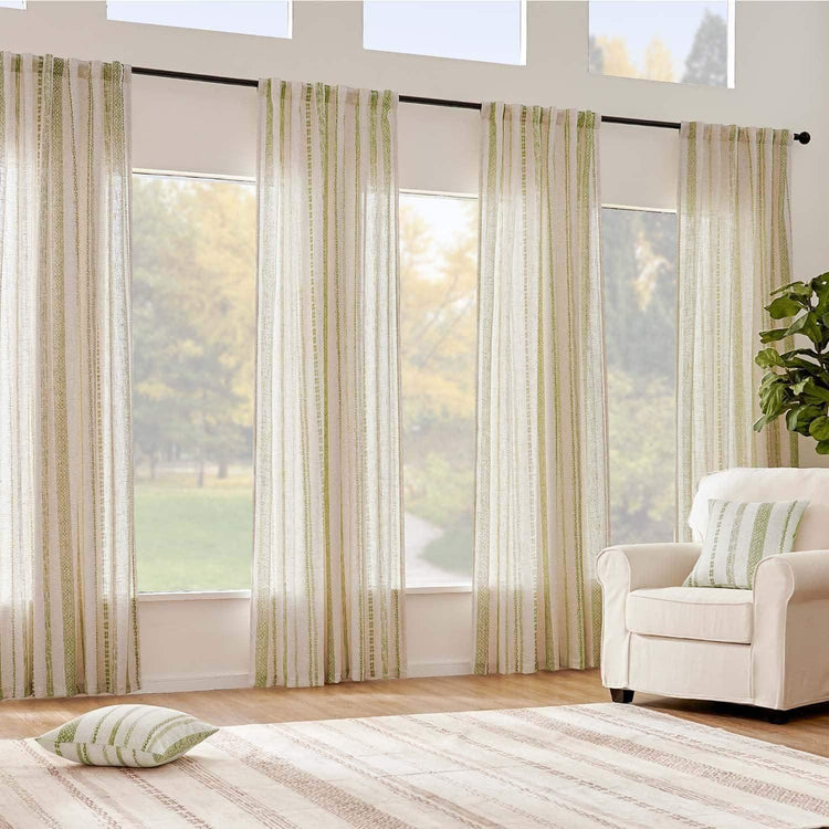 Cross Ripple Print Linen Blend 3-in-1 Curtains - Jinchan Home