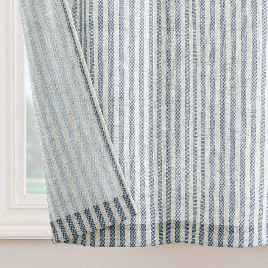 Striped Tab Top Linen Kitchen Curtains - Jinchan Home