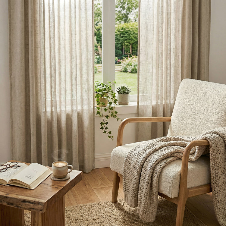Pinch Pleat Linen Blend Curtains - Jinchan Home