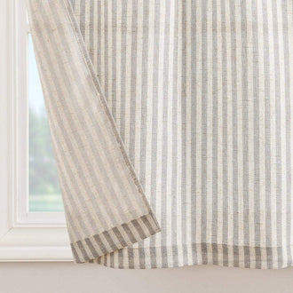
                    
                      Striped Tab Top Linen Kitchen Curtains - Jinchan Home
                    
                  