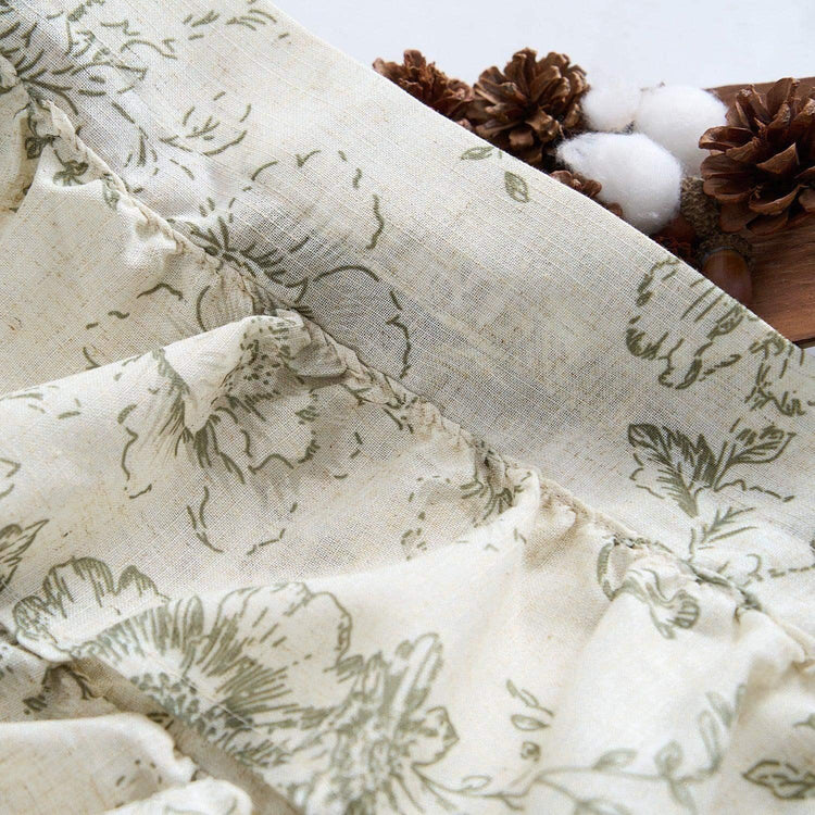 Peony Print Linen-Blend Waterfall Valance - Jinchan Home