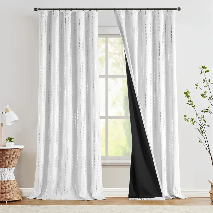 Boho Moon Phase Print Blackout Curtains - Jinchan Home