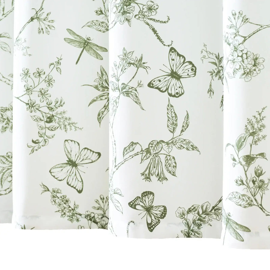 Botanical & Butterfly Dragonfly Pattern Shower Curtain - Jinchan Home