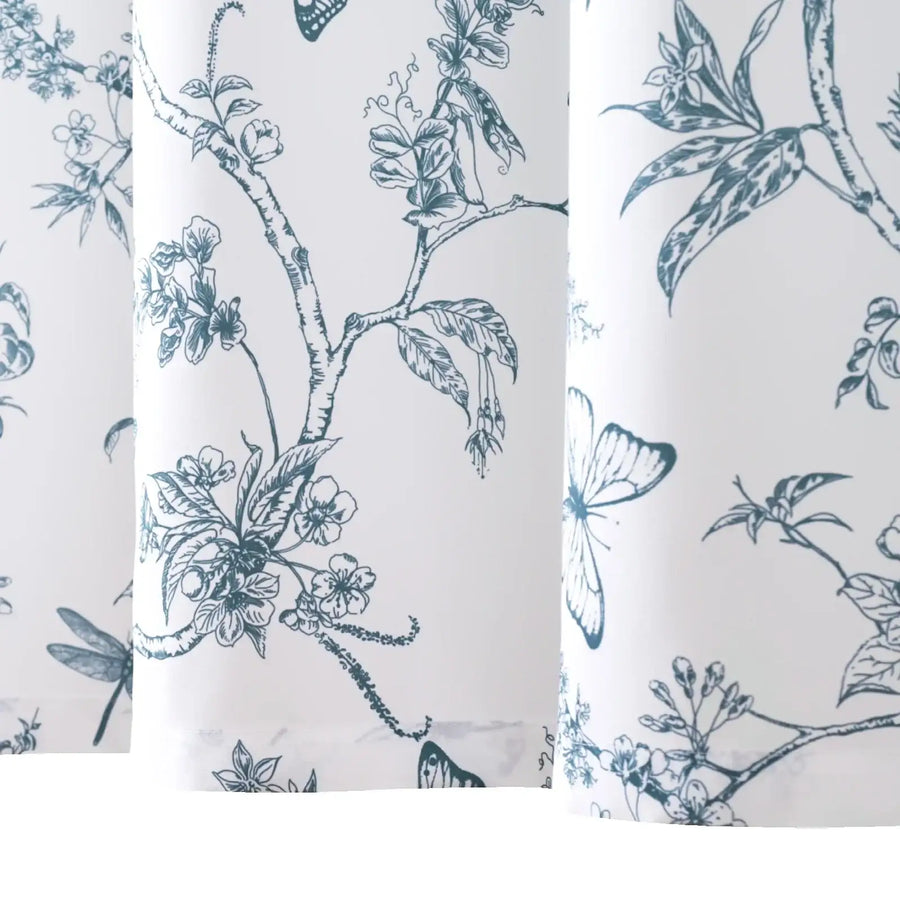 Botanical & Butterfly Dragonfly Pattern Shower Curtain - Jinchan Home