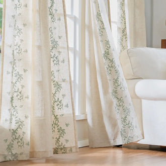 
                    
                      Embroidered Vine Linen Blend Curtains - Jinchan Home
                    
                  