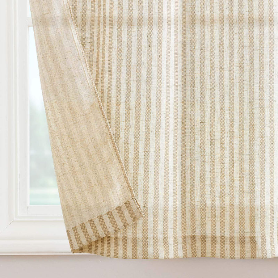 Striped Tab Top Linen Kitchen Curtains - Jinchan Home