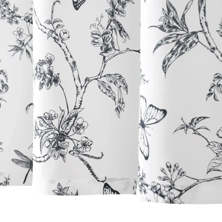 Botanical & Butterfly Dragonfly Pattern Shower Curtain - Jinchan Home