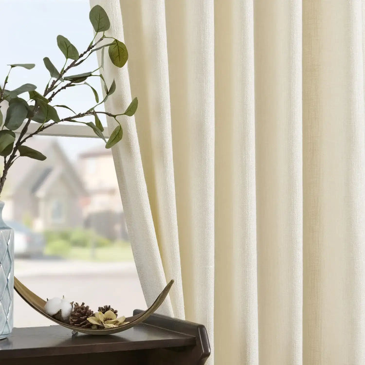 Solid Faux Linen 3-in-1 Curtains - Jinchan Home