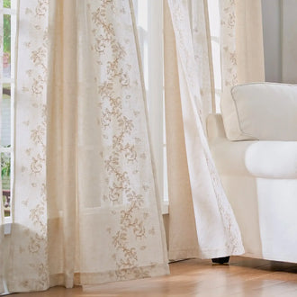 
                    
                      Embroidered Vine Linen Blend Curtains - Jinchan Home
                    
                  