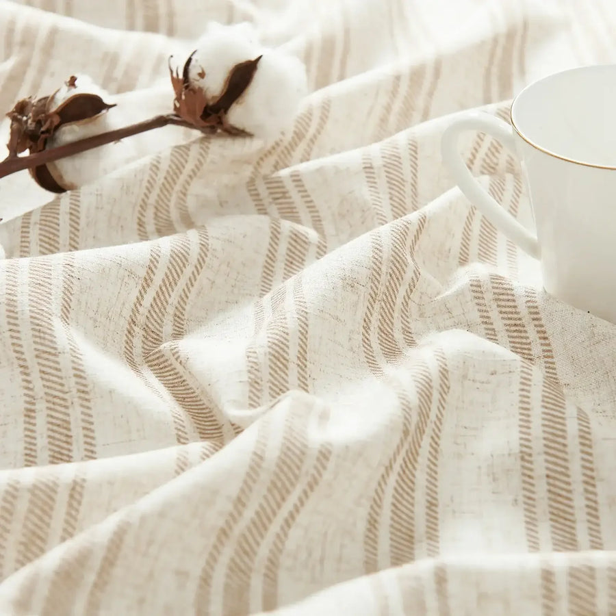Twill Stripe Poly-Linen Rod-Pocket Valance - Jinchan Home