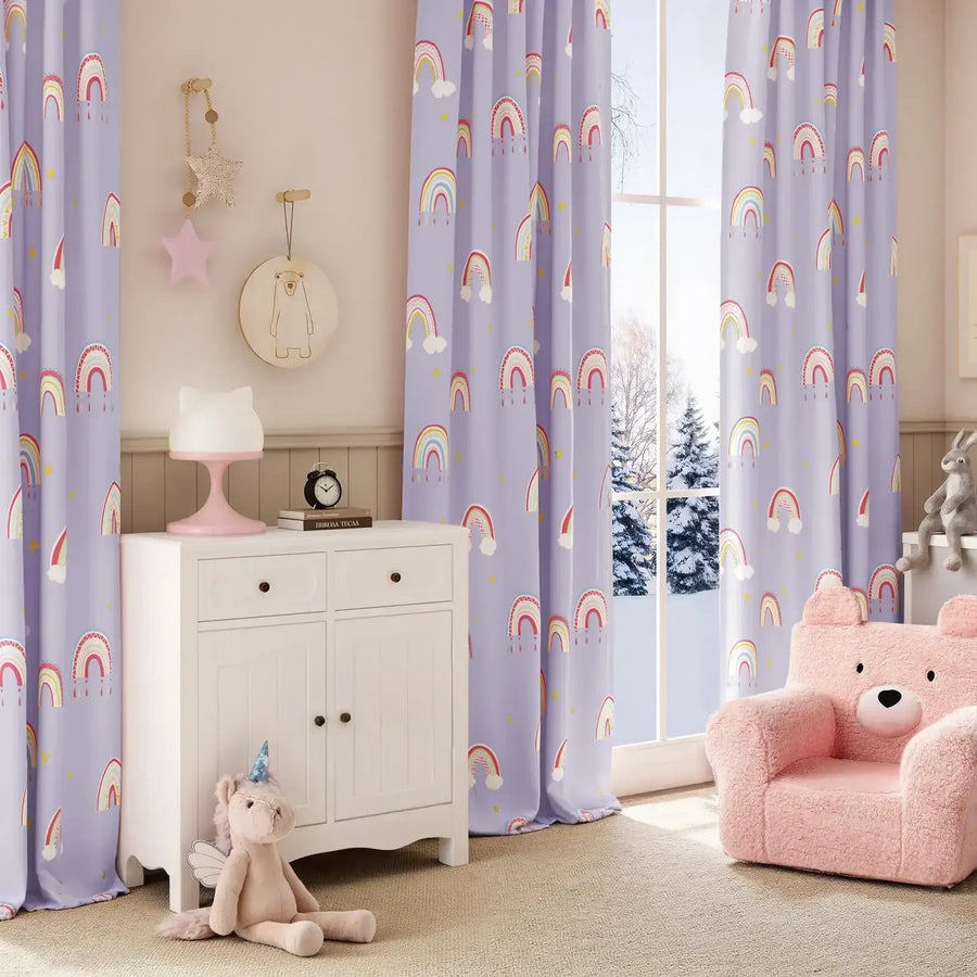 Kids Rainbow Print Blackout Curtains - Jinchan Home