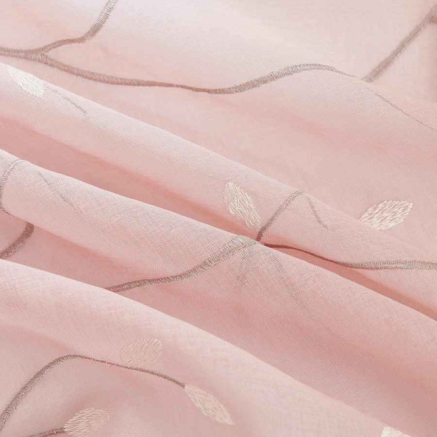 Leaf Embroidered Sheer Curtains - Jinchan Home