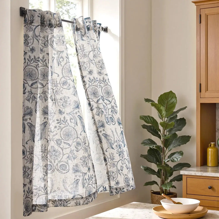Vintage Symmetrical Vine & Floral Pattern Kitchen Curtains - Jinchan Home