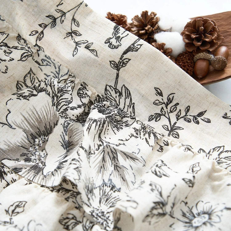 Peony Print Linen-Blend Waterfall Valance - Jinchan Home