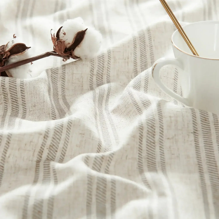 Twill Stripe Poly-Linen Rod-Pocket Valance - Jinchan Home