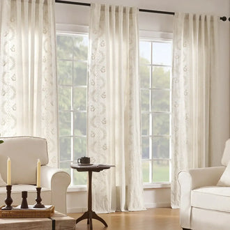 
                    
                      Vintage Lined Embroidered Botanical Border Curtains - Jinchan Home
                    
                  