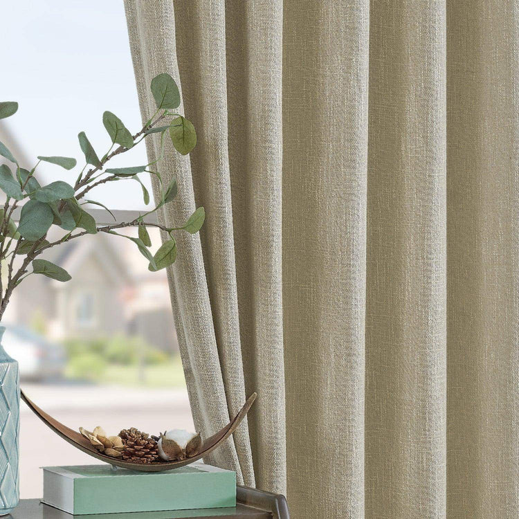 Solid Faux Linen 3-in-1 Curtains - Jinchan Home