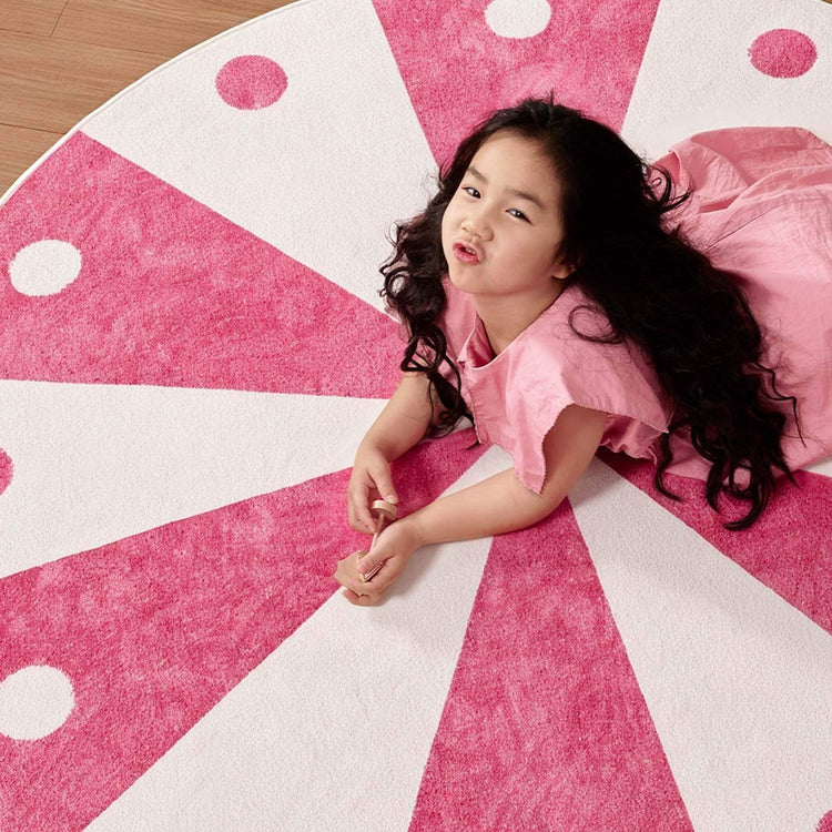 Cheerful Circle Carousel Throw Rug - Jinchan Home