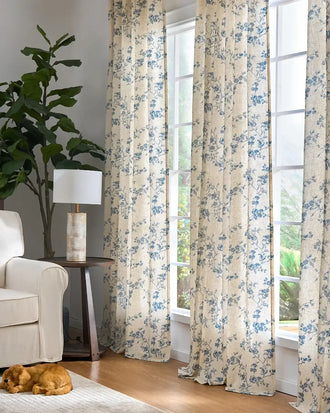
                    
                      Vine Blossom Linen Blend Curtains - Jinchan Home
                    
                  