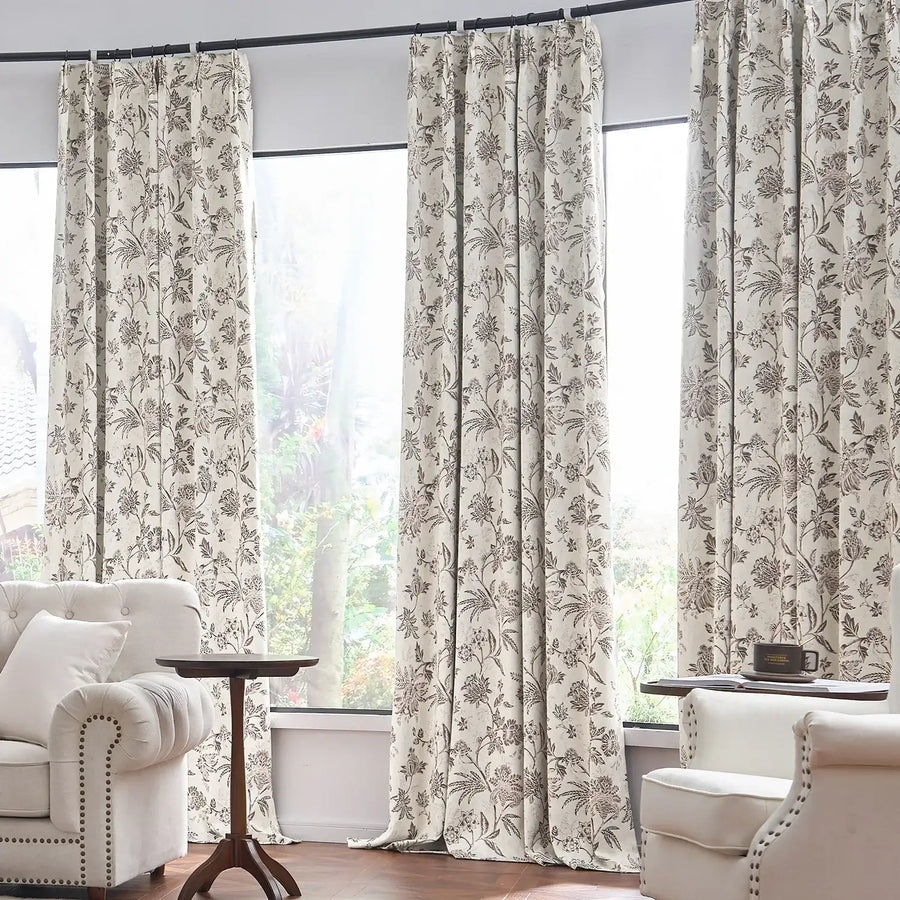 Floral Vine Pleated Korean Style Curtains - Jinchan Home