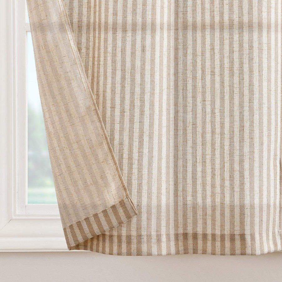 Striped Tab Top Linen Kitchen Curtains - Jinchan Home