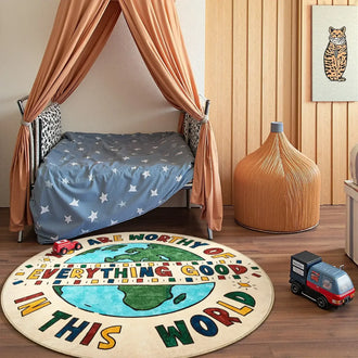 
                    
                      You Are Worthy Global Kids Round Rug - Jinchan Home
                    
                  