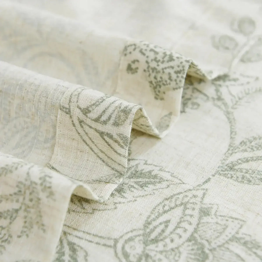 Vintage Scrollwork Floral Linen Kitchen Curtains - Jinchan Home