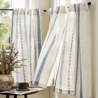 Boho Geometric Stripe Embroidered Kitchen Curtains - Jinchan Home