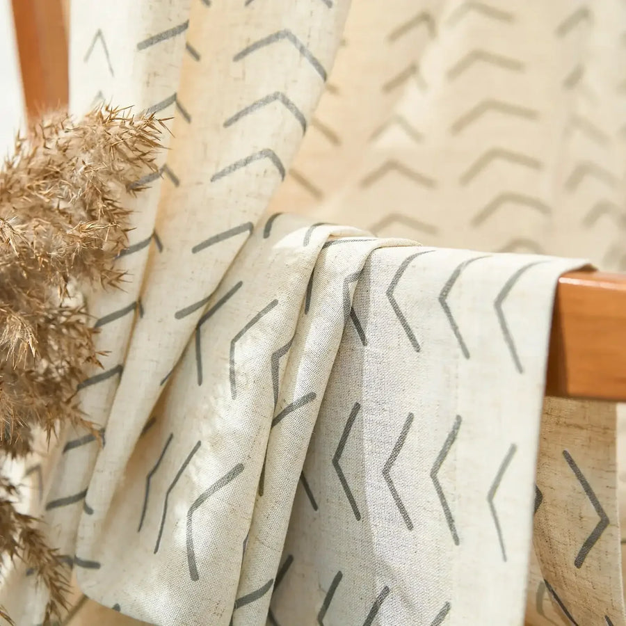 Herringbone Arrow Linen Curtains - Jinchan Home