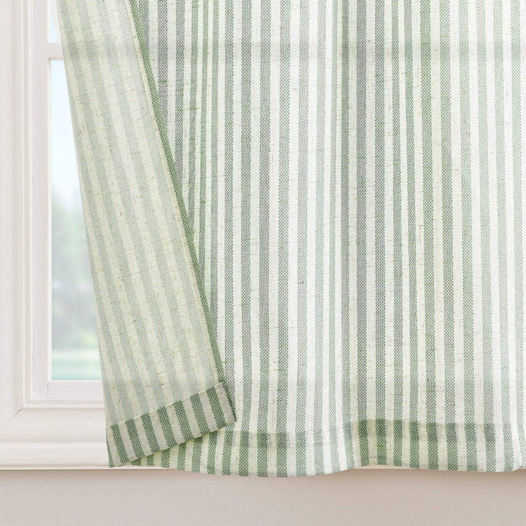 Striped Tab Top Linen Kitchen Curtains - Jinchan Home