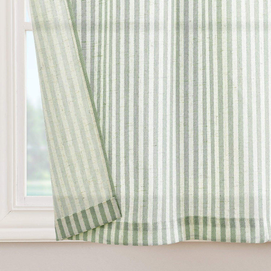 Striped Tab Top Linen Kitchen Curtains - Jinchan Home