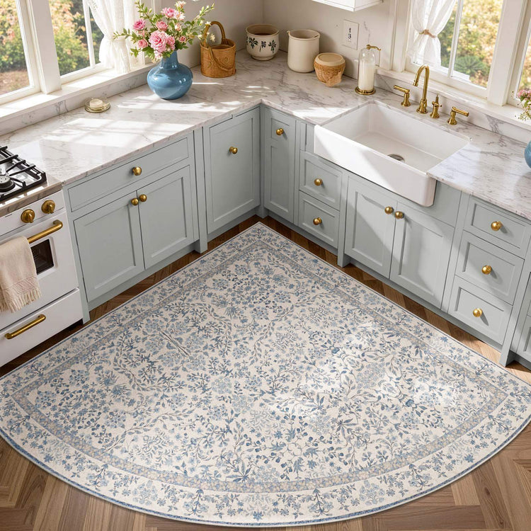 Hand-Painted Vintage Foliage & Floral Area Rug - Jinchan Home