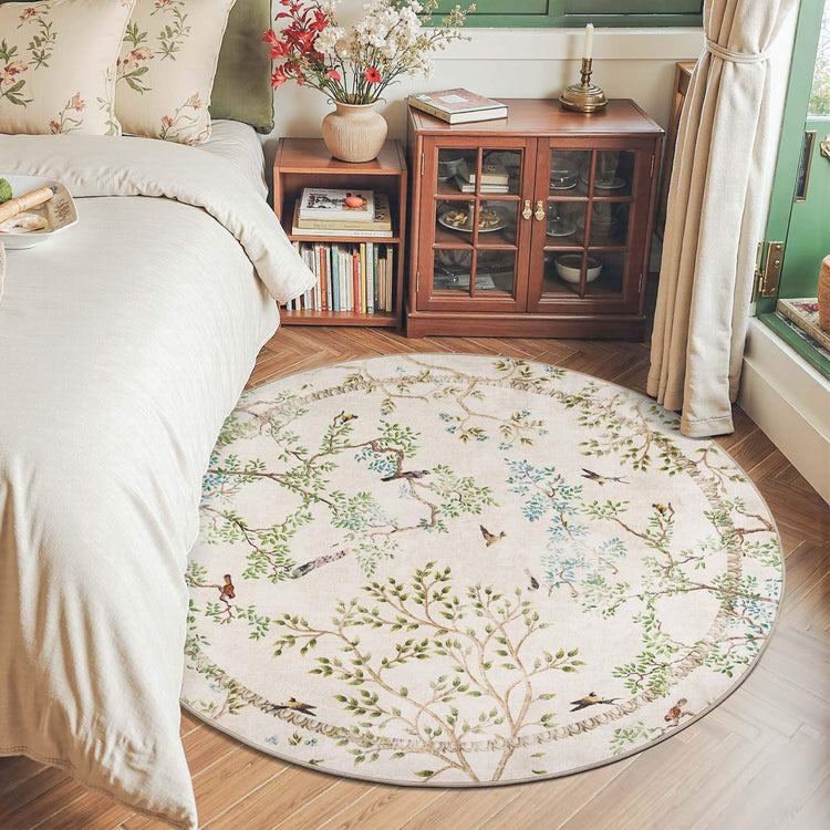 Branches & Birds Botanical Print Area Rug - Jinchan Home