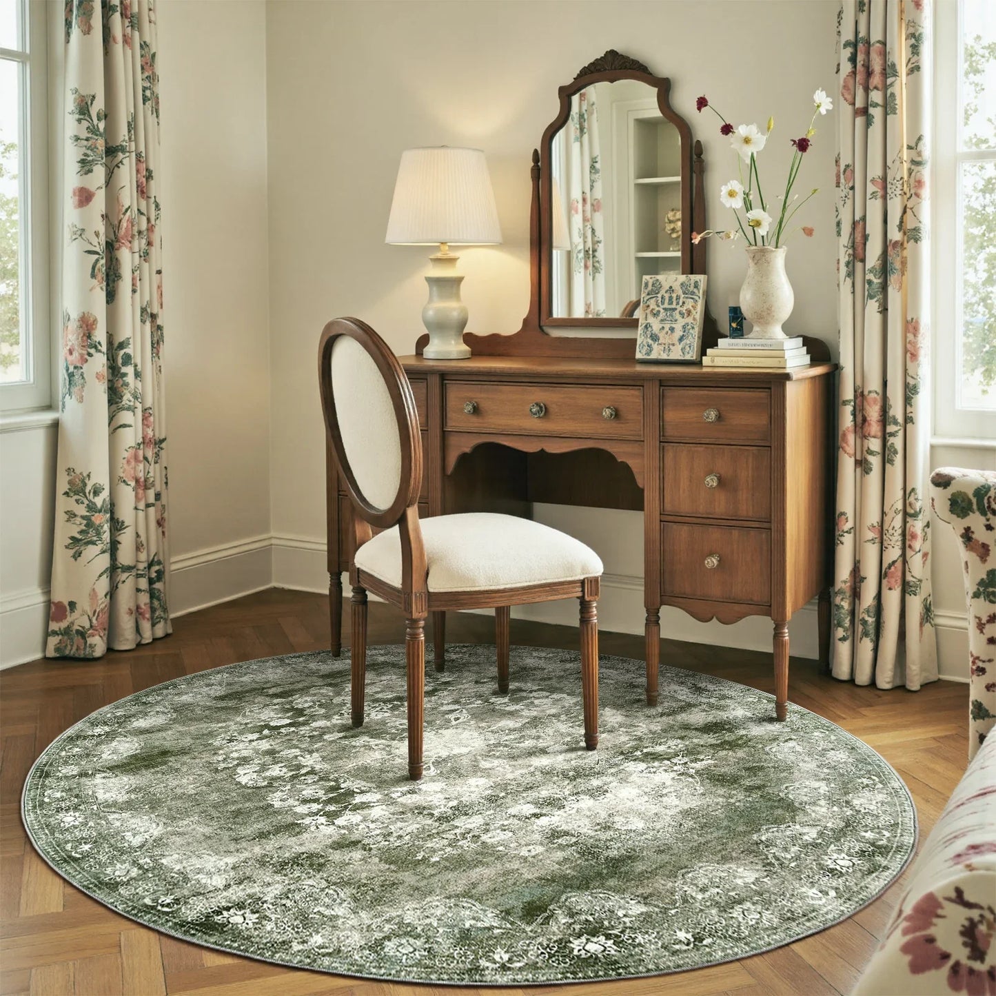Faded Persian Medallion Area Rug - Jinchan Home