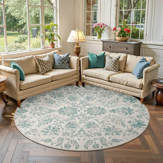 
                    
                      Vintage Distressed Large Floral Scrollwork Area Rug - Jinchan Home
                    
                  