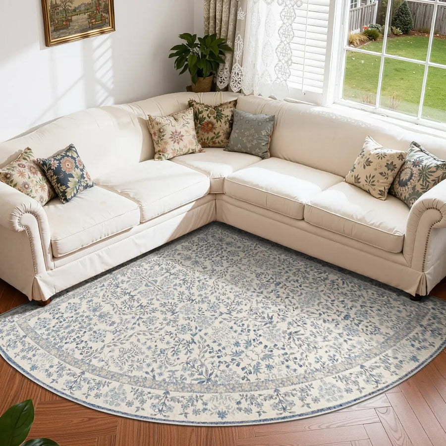 Hand-Painted Vintage Foliage & Floral Area Rug - Jinchan Home