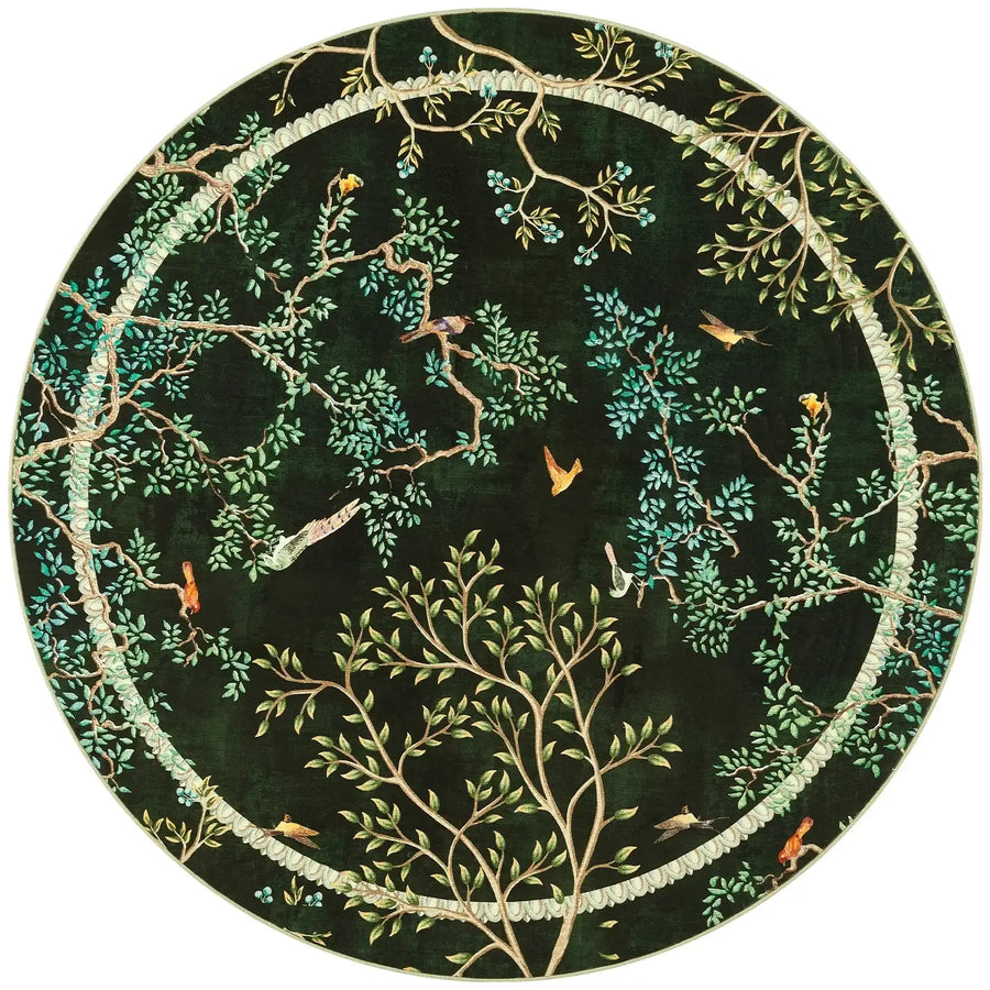 Branches & Birds Botanical Print Area Rug - Jinchan Home