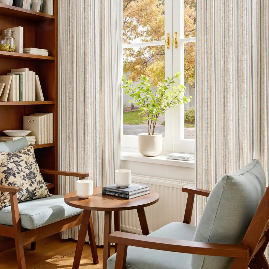 Colorful Vertical Stripe Poly-Linen Grommet Curtains - Jinchan Home
