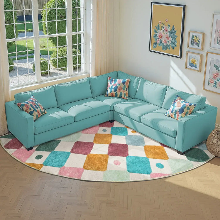 Colorful Diamond Checker Rug - Jinchan Home