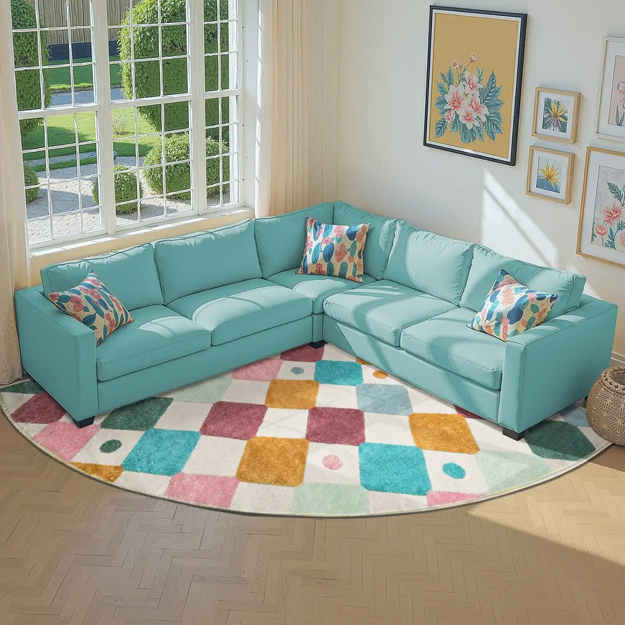 Colorful Diamond Checker Rug - Jinchan Home