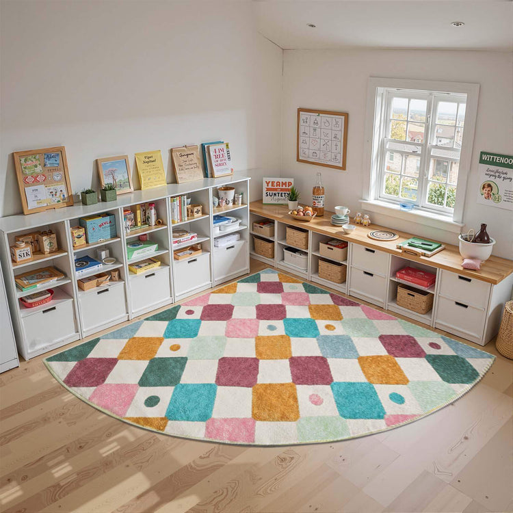 Colorful Diamond Checker Rug - Jinchan Home