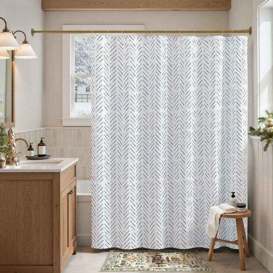 Herringbone Printed Shower Curtain - Jinchan Home