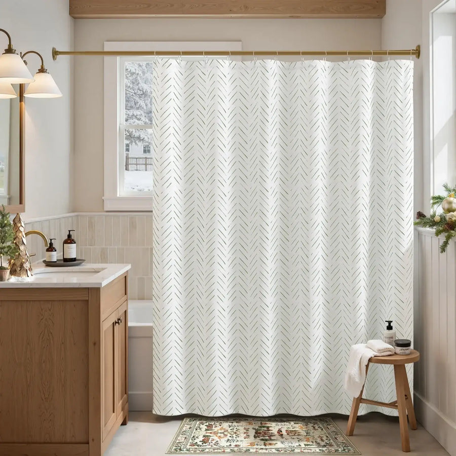 Herringbone Printed Shower Curtain - Jinchan Home