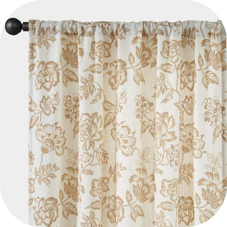 Vintage Line-Art Multi-Floral Vine Curtains - Jinchan Home