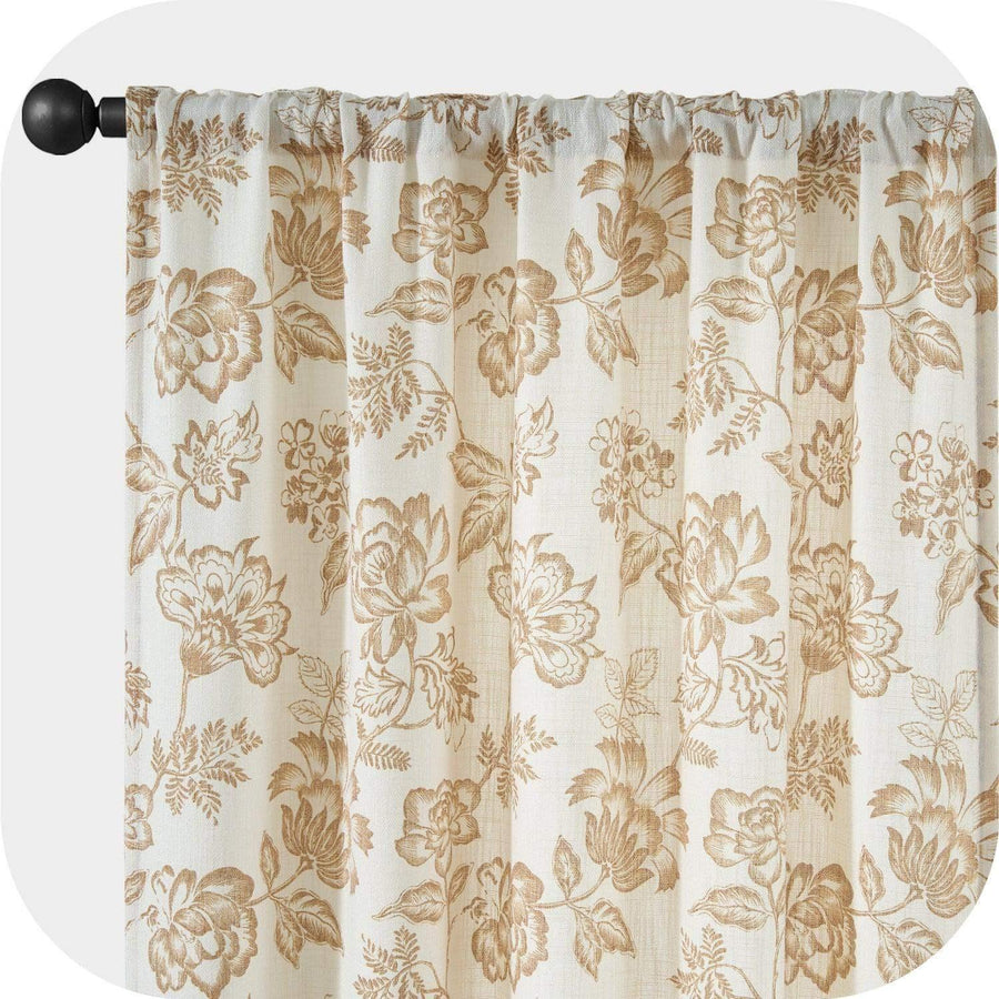 Vintage Line-Art Multi-Floral Vine Curtains - Jinchan Home