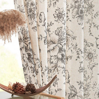 
                    
                      Floral Lined Linen Blend Curtains - Jinchan Home
                    
                  