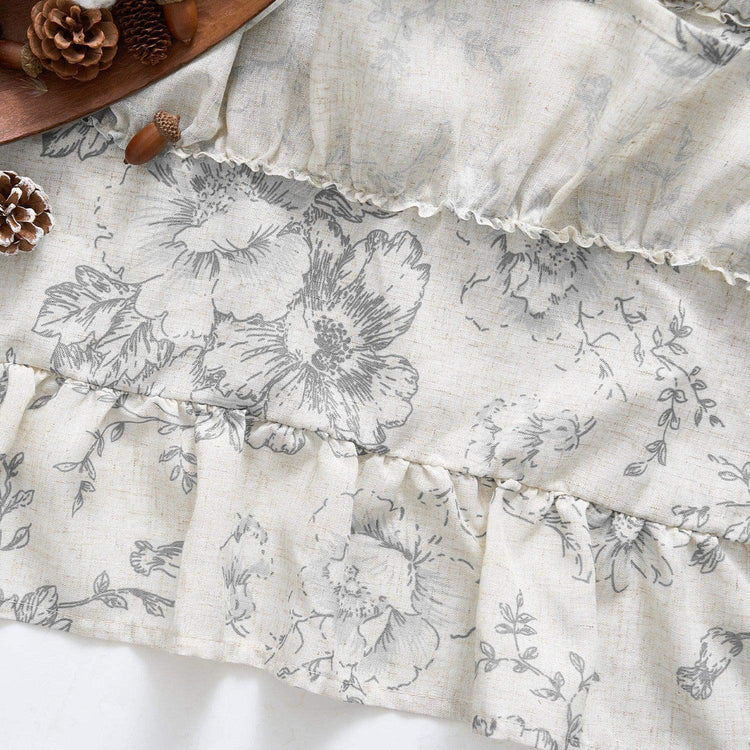Peony Print Linen-Blend Waterfall Valance - Jinchan Home